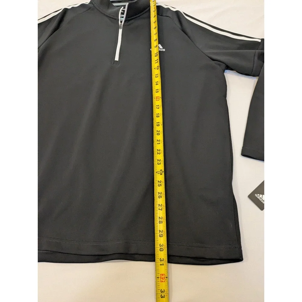 Adidas Pullover Men XL Black French Terry 1/4 Zip Golf UPF 50 Mock Nk NWT